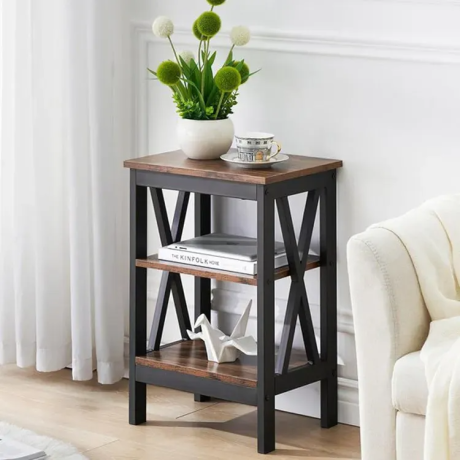 X Cross Side Table, End Table with Storage Shelf, Stackable End Tables, Vertical Open Storage Shelf, Mix Color 2FT No Ratings