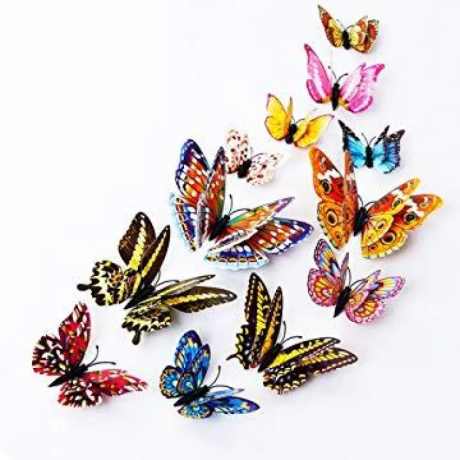 14 Pcs 3D Butterfly Wall Stickers Crafts Butterflies With Sponge Gum And Pins(Colour May Vary)