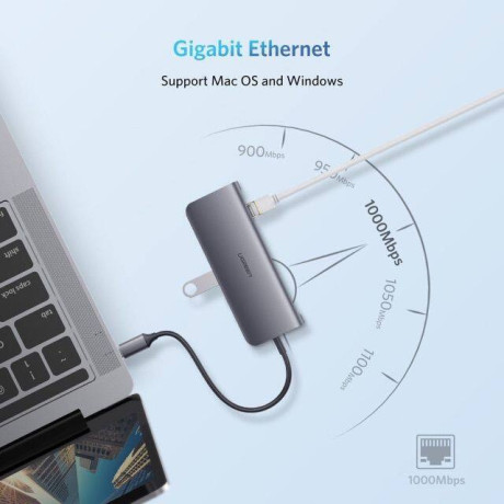 Ugreen 9 in1 USB-C To 3*USB 3.0 A+HDMI+VGA+RJ45 Gigabit+SD/TF+PD Converter