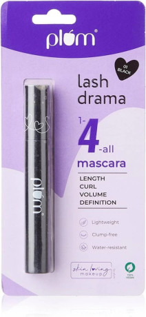 Plum Goodness Lash Drama 1-4-All Mascara- 01 Black 8ml Brand: Plum