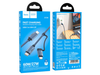 U134 Primero 2-in-1 charging data cable Type-C to Type-C/iP(L=1.2M)