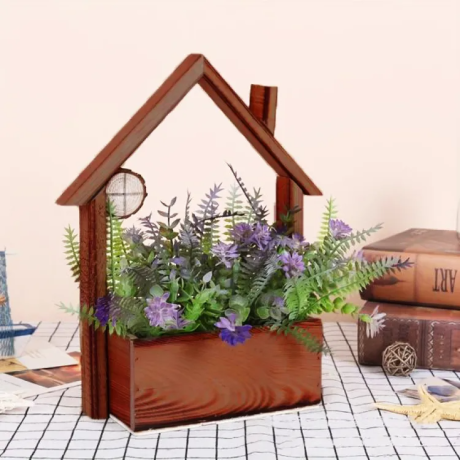 Home Design Planter Table And Wall Home Decor Cute Small Wooden Hanging Pot in Brown 1pc
