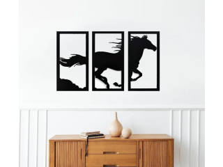 Horse Wooden Canvas Wall Art Decor Sculpture Decorative Home Décor Large 3Ft