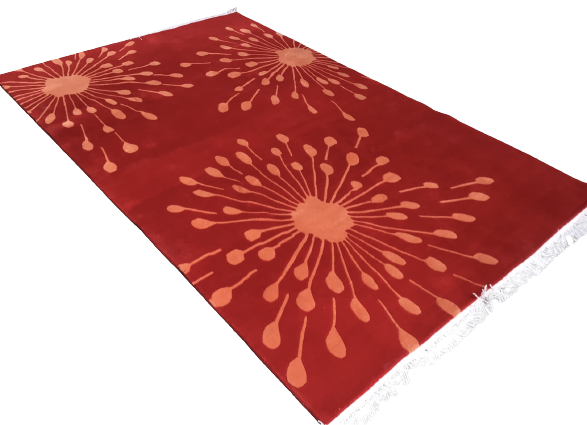 RH3 Red Handknotted Nepali Carpet 60 Knots 153 Cm x 243 Cm