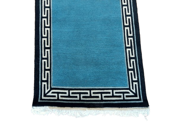 RH21 Blue Color 62 Cm x 185 Cm 60 Knots Handknotted Nepali Carpet-Galaicha