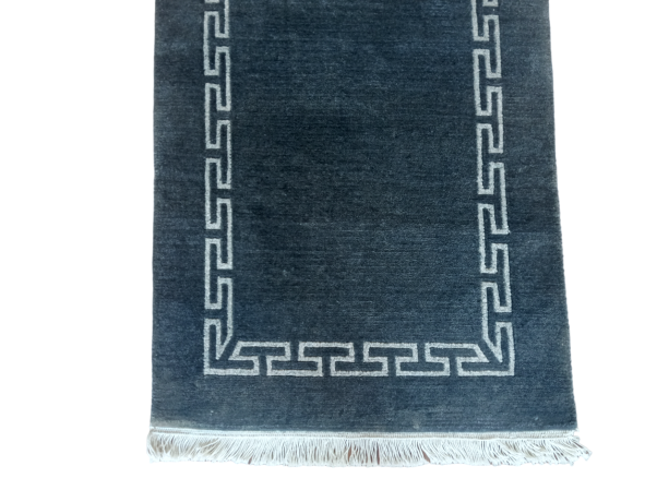 Traditional Nepalese Grey Blue Rug - 60 Knots Quality, 61cm x 182cm