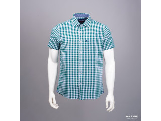 Cotton linen Check Half Shirt