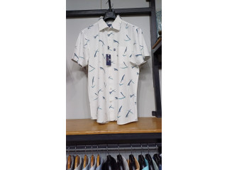 Cotton Linen Printed Half Shirt