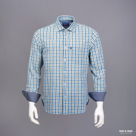 Cotton Linen Check Full Shirt