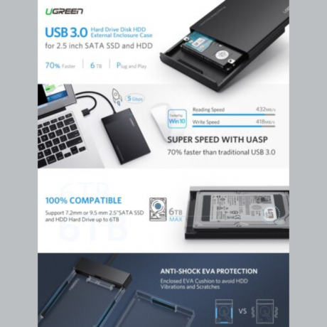 UGREEN-2.5'' USB 3.0 to SATA Hard Driver Enclosure