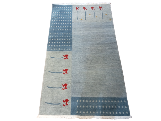 Sky Blue 94 Cm x 164 Cm 60 Knots Handknotted Nepali Carpet-Galaicha