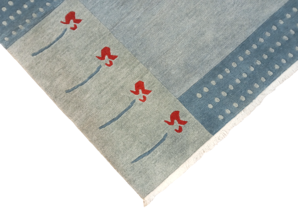 Sky Blue 94 Cm x 164 Cm 60 Knots Handknotted Nepali Carpet-Galaicha