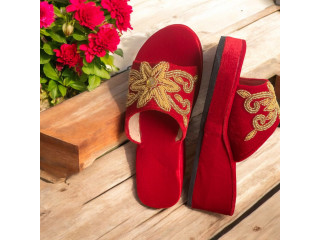 Hand Made Block Heel Pure Velvet Chatti