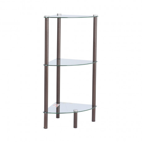 RONTO CORNER GLASS SHELF 3TIER BN/CG