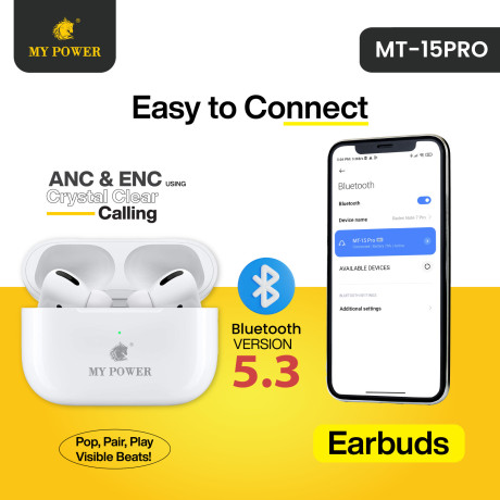 my-power-mt15pro-anc-enc-earbuds-handsfree-hd-calling-large-music-playingtime-highbass-bluetooth-earbuds-wireless-charging-smart-touch-control-white-color-big-0
