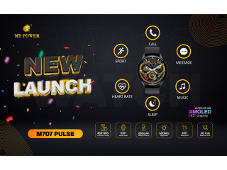 My Power 1.43" Amoled Display Smartwatch M707Pulse| Always On Screen| Bluetooth HD Calling | Health Tracking | IP67 Water resistant |1 Year Warranty.