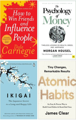 Atomic Habit+Ikigai+Psychology Of Money+How To Win Friends And Influence People by Life Changing books l Combo of 4 books