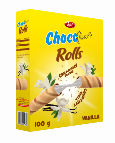 Chocofun Wafer Rolls - Vanilla (5gm x 10pcs x 2tray)