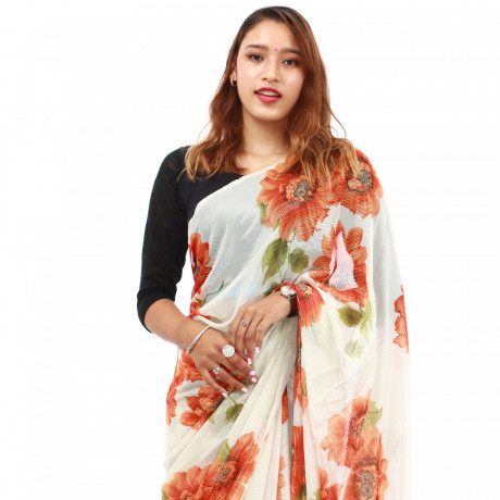 Women's Floral Printed Chiffon Saree