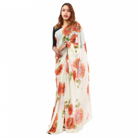 Women's Floral Printed Chiffon Saree