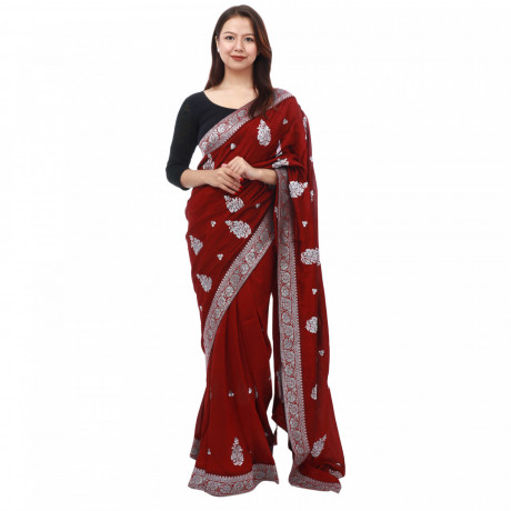 Women's Vichitra Silk Saree With Blouse Piece