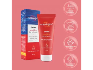 Aqualogica Detan+ Smoothie Facewash with Cherry Tomato & Glycolic Acid | Facial Cleanser | Gently Cleanses & Reduces Tan Face Wash (100 ml)