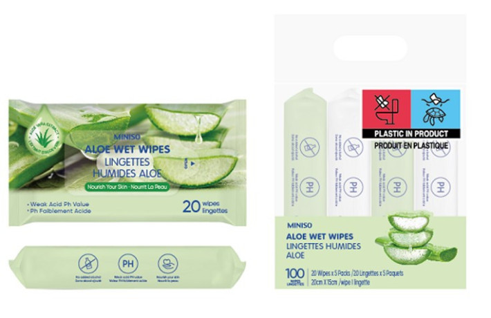 Miniso Aloe Wet Wipes (20 Wipes × 4 Packs)