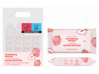 Miniso Strawberry Extract Wet Wipes (20 wipes x 4 Packs)