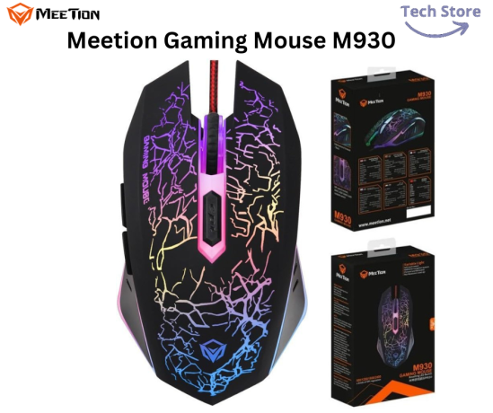 MEETION PC Gaming Mouse Wired with RGB Chroma Backlit | 6 Programmable Buttons | MT-M930 Model