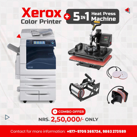 Combo Xerox A3 Color Laser Printer with 5 in1 Heat Press Machine